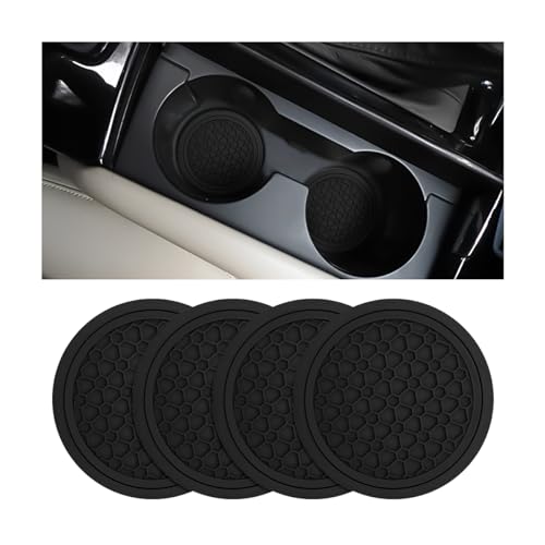 Image of Mandark 4PCS Car Cup Holder Coasters, 2.75 Inch Non-Slip Insert Water Bottle Holder Pads, Dustproof Automotive Interior Accessories Mat, Universal for Vehicles, Trucks, RVs and More(Black /Black)