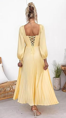 Satin Pleated Bridesmaid Dresses with Long Sleeves Backless Corset Maxi Formal Dress Hi0732