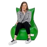 SATTVA XXXL Chair Style Bean Bag Filled with Beans | Faux Leather Bean Bag Chair for Adults & Teens | Pre-Filled Comfortable Seating for Home, Living Room, Bedroom, Gaming & Office – Neon Green