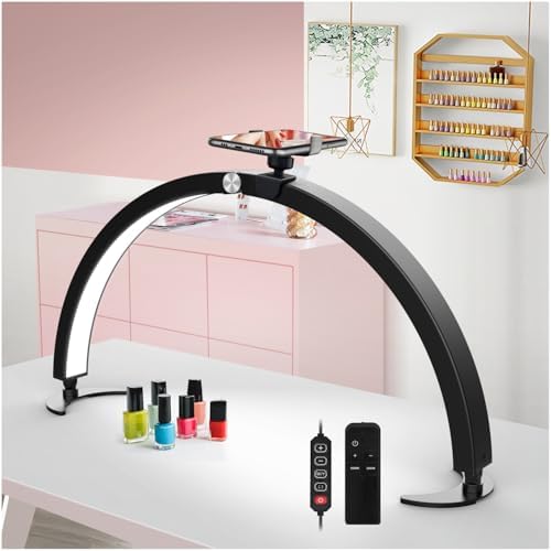yAyusi Half Moon Light for Nail Desk with Phone Holder, 29In 40W ...