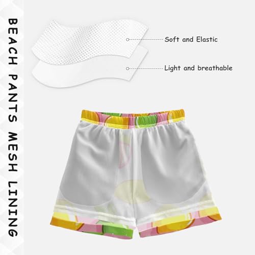 Pigsaly Boys' Swim Board Shorts Cute Peach Strawberry Pear Mango Gummy Jelly Candy Boy's Swim Trunks Kids Swimwear 5T4