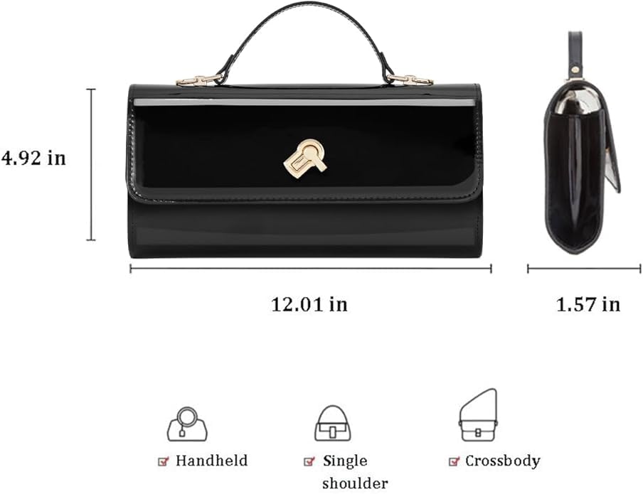 Image of BRYCTSISEN Women Metallic PU Leather Evening Clutch Purse Handbag Crossbody Shoulder Bag Square Box Bag Chic Handbag