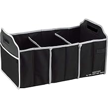 Fully Collapsible Portable Folding Flat Trunk Organizer Great for Storing Tools, Maps, Cleaning Supplies, Bottles, Emergency Tools, Groceries & More in Black