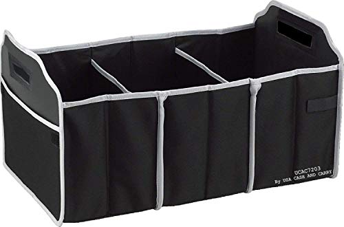 PrimeTrendz Fully Collapsible Portable Folding Flat Trunk Organizer Great for Storing Tools, Maps, Cleaning Supplies, Bottles, Emergency Tools, Groceries & More in Black by USA Cash and Carry.