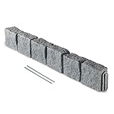 Landscaping Lawn Garden Edging Border – Easy Install Interlocking Landscape Edge for Flower Beds Mulch Playground or Walkways, No Dig Flexible Composite Resin Stone, Beuta 1Pc 48x6.5x4 in. Greystone