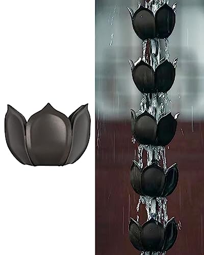 Cascade de gouttière noire en lotus avec chaîne de pluie de 8 pi