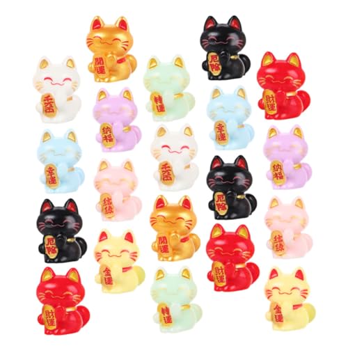 BESPORTBLE 20pièces Chat Chinois Résine Figurines Miniatures De Chat Saluant pour Décoration De Bureau Jardin Et Micro-Paysage Lot