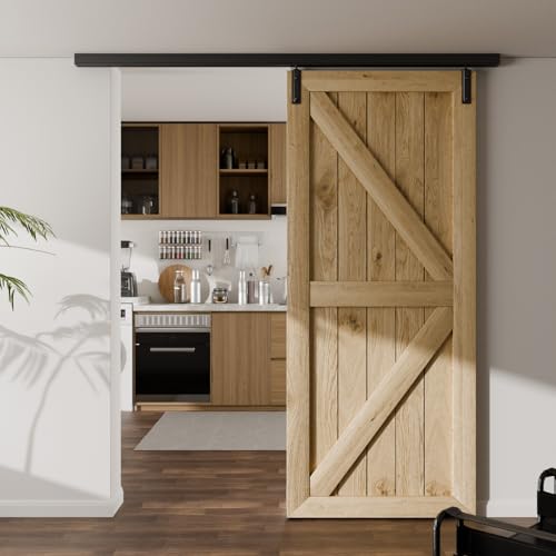TSMST Sistema de puerta corredera de 152 cm para montaje en techo, juego completo de rieles con herrajes para puerta corredera