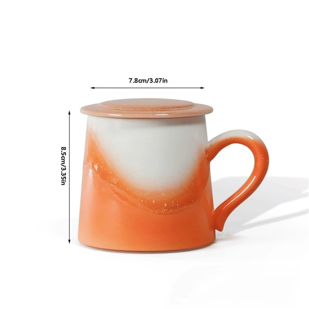 Kubek do herbaty Zestaw kubków pomarańczowych 1 szt., ceramiczny kubek do kawy z pokrywką, pojemność 11,5 uncji dla mężczyzn i kobiet, biura, latte, styl amerykański