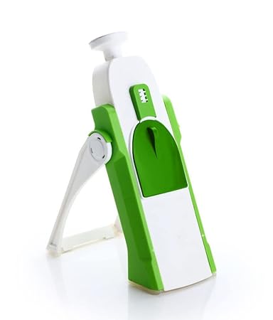 All-in-1 Multi-Purpose Mandoline Slicer for Vegetables & Fruits, with 30+ Adjustments, 3 Different Cuts, and Stainless Steel Blades, Green