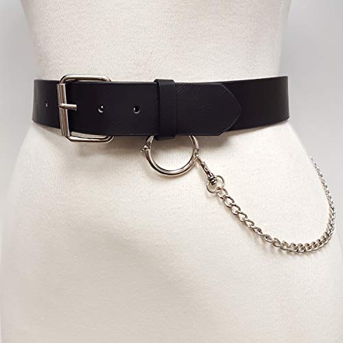 Vegan Plain Belt with Silver Wallet Chain2