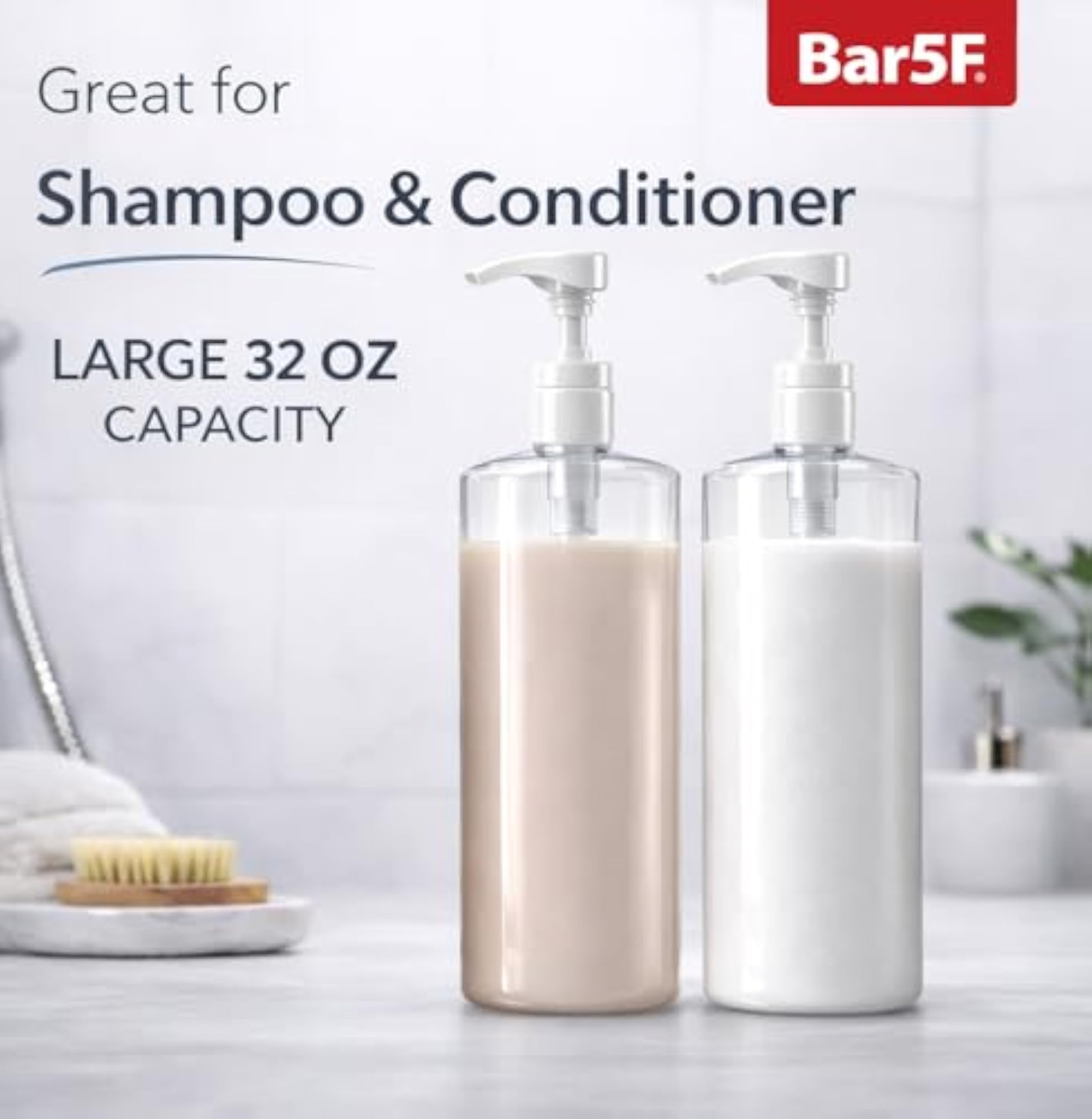 Empty Shampoo Pump Bottles, BPA-Free Plastic