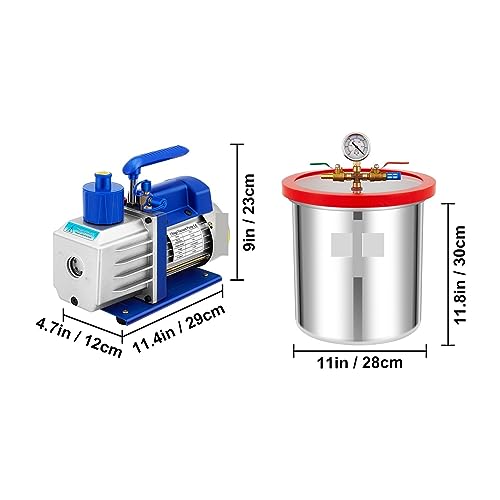 Bomba de vacío BUUBO, bomba de vacío de una etapa con cámara de 5 galones y capacidad de 7 CFM, 0.75 HP, para servicio de aire acondicionado, estabilización de madera y desgasificación de resinas miniatura 7