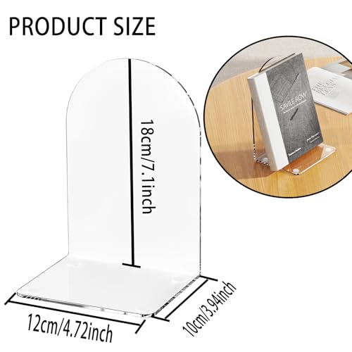 Image of Acrylic Book Ends 12 Pcs, Clear Bookends, Bookend Organizer for Shelves | Transparent Book Stoppers, Decorative Book Holder Stand for Heavy Books, CD, Book Shelves, File, Video Games