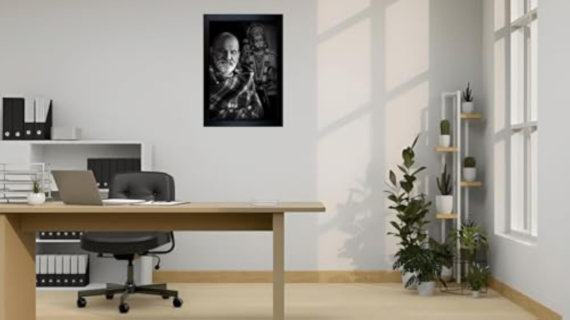 Neem Karoli Baba Photo Frame Wall Painting for Home Decoration