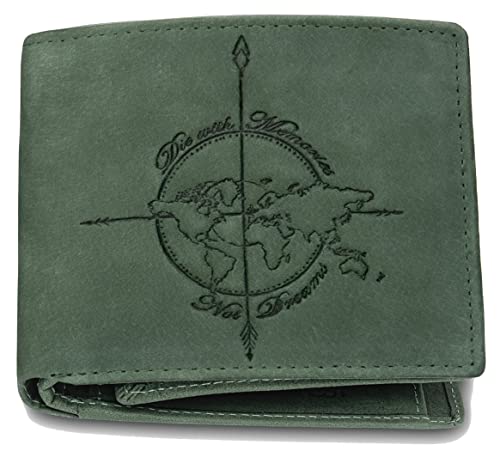 Leather Wallet for Men, Vintage Green, rfid wallet