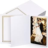 Fainne 100 Pcs Photo Folders for 4x6 or 5x7 Pictures Photo Frame Note Cards Paper Greetings Cardboard Picture Frame Photo Inserts Cards Picture Insert Notecard for Portraits Graduation Wedding (White)