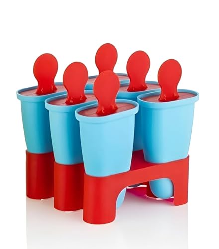 Image of GRANTH ENTERPRISE Reusable Ice Pop Makers, Set of 6, BPA-Free Plastic, Multicolour Popsicle Moulds with Sticks and Lid, Kulfi Candy for Children & Adults