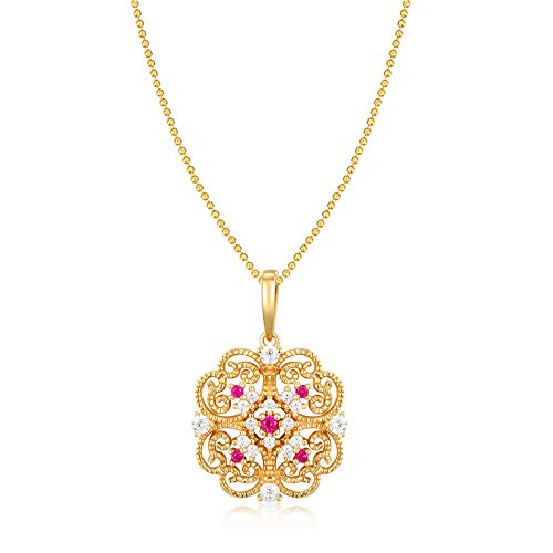 Pendentif corindon rouge en argent S925, éclat zircon durable