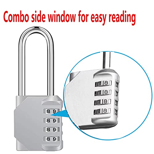 Image of 2.6 Inch Long Shackle Combination Padlock, 4 Digit Resettable Outdoor Waterproof Lock, Combo Lock for School, Gym or Sports Locker, Employee Locker, Fence, Gate,Toolbox, Case, Hasp Storage