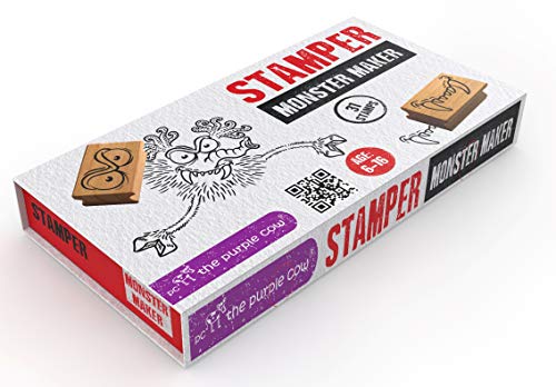 The Purple Cow - Stamper - Monster Maker Stamp Kit for Kids.  Paint Stamper for Arts and Crafts. Develop Creativity with 31 Stamps and an Ink pad, for Girls and Boys Ages 6 to 16.