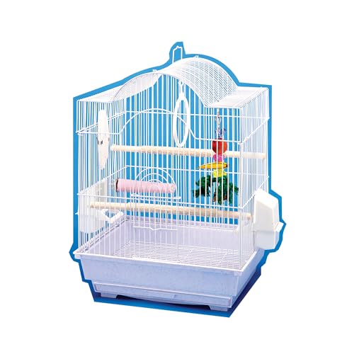 Image of Penn-Plax Small Bird Cage- Great for Parakeets, Lovebirds, Parrotlets, Finches, Canaries, and More - Arch Style Cage - White