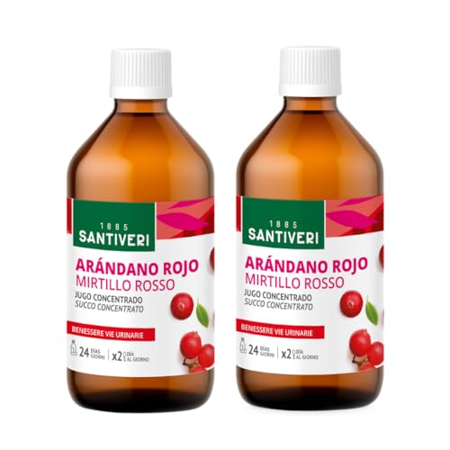 SANTIVERI - Concentrado de Arándano Rojo con Alto Contenido en Proantocianidinas 180mg/100ml, Sin Azúcar - Pack de 2 x 490 ml