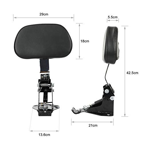 Black Adjustable Driver Backrest Kit,Back rest Pad w/Heavy Duty Mount for HarleyTouring Road King Electra Glide CVO 2009-2019