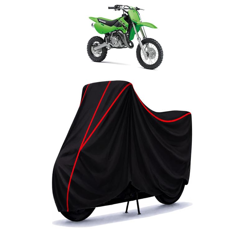 Image of KLX110R L Water Resistant Bike Cover for All Motorcycles & Rain | Heavy Duty Taffeta Fabric | UV Protection, Dustproof, Scratchproof | All Weather Two Wheeler Body Cover with Elastic Bottom