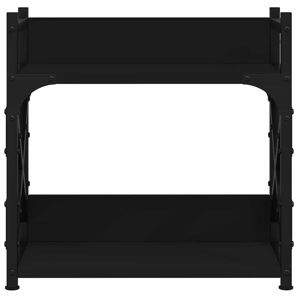 Supporto per stampante a 2 ripiani, nero, 40 x 20 x 40 cm, in legno con struttura in metallo, gambe regolabili e tappi in plastica, supporto da scrivania multifunzione per stampanti