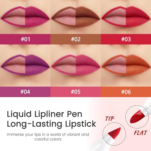 Image of Hydrating Matte Lip Stain, 24 Hour Lipstick Lip Liner Pencil, Precise Chisel Tip Marker, With High Color Payoff Makeup Long Lasting Waterproof Smudge Proof Formula (01, 1 Count (Pack of 1))