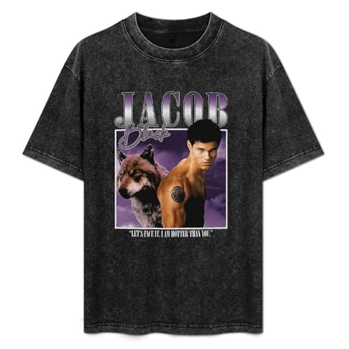 Twilight Twilight Two Images Jacob Mens Black T-Shirt Graphic Tee Printed Unisex Shirt S