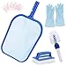 RenFox Rete Pulita per Piscina, Kit Pulizia Piscina Schiumatoio, Adatto per Piscina, vasche, Acquario, rimuove Tutti i detriti, Spazzola per la Pulizia della Testa Tonda, Guanti di Gomma puliti