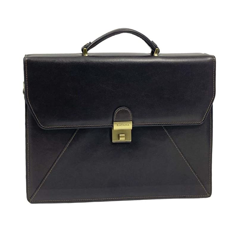 Katana - Cartable 2 soufflets Cuir Vachette – Marron Fonce
