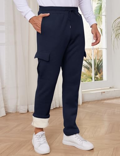 Gihuo Men's Winter Sherpa Lined Fleece Sweatpants - Black, Size 34 (Regular, 28-32 Inseam)3