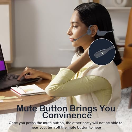 Image of Meetings Open-Ear Headphones with Rotatable Noise-Canceling Boom Mic,Bone Conduction Bluetooth 5.4Headphones with One-Touch Mute&Magnetic Charging for All-Day Use,Perfect for Driving Learning