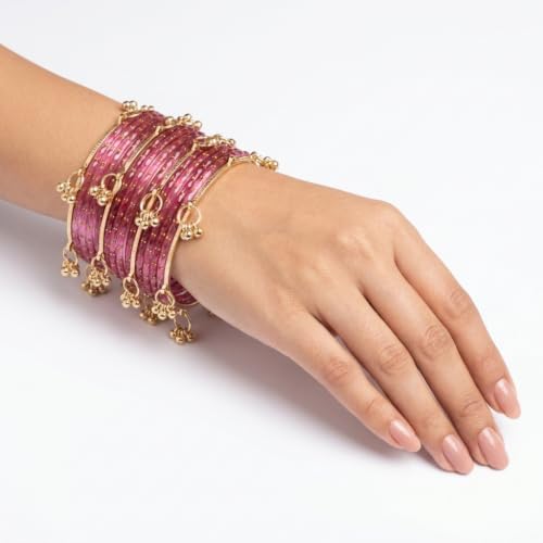 Nakabh Kashmiri Ghangharoo Glass Bangles Set for Women Pack of 16 - Image 4