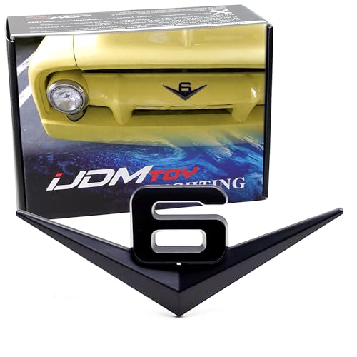 Image of iJDMTOY Vintage Style 3D Matte Black Alloy Metal V6 Emblem Compatible with Grille Hood Trunk Fender Side Door, etc
