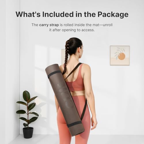 Image of Cult Yoga Mat EVA 4mm with Carry Strap - Non-Slip, Lightweight, Cushioned & Sweat-Resistant Exercise Mat - Durable, Portable & Eco-Friendly Workout Mat for Yoga, Pilates, Home Gym & Fitness - Brown