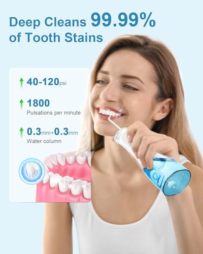 Image of Operan Water Flossers for Teeth Cleaning Upgraded 300ml Cordless Water Dental Flossers Rechargeable Oral Irrigator with 4 Modes 4 Jet Tips IPX7 Waterproof Water Floss for Home Travel (White)+1Pack