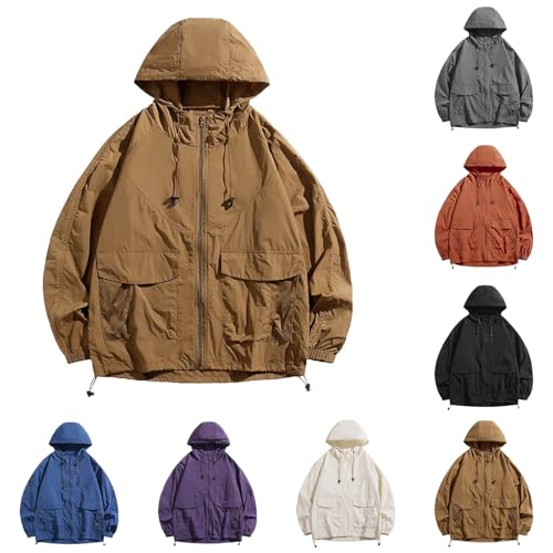 Cambkatl Men's Full Zip Hooded UPF 50+ Sun Protection Jacket Lightweight Loose Long Sleeve Outdoor Hiking Fishing Sun Shirts2