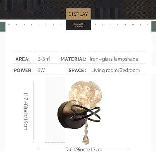 Lámpara de pared con pantalla de vidrio transparente CNCNSH minimalista 4