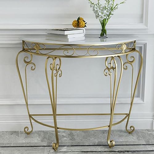 Consola blanca de media luna ideal para decorar el pasillo 4