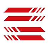ForzaGroup ストライプ カッティングステッカー ライン 車 バイク ヘルメット 屋外耐候 左右2枚ずつ 4本セット (10cm×1.2cm レッド)