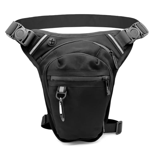 ZHIYUQL® Beintasche Motorrad Wasserdicht Sport Oberschenkeltasche Verstellbarer Beinriemen Bauchtasche Herren Gürteltasche Damen für Wandern Camping Klettern Reiten Angeln (Schwarz)