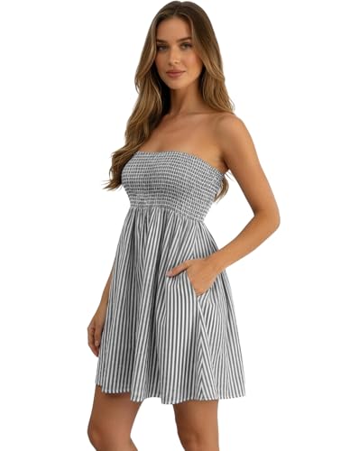 Image of EG CHRIS G Summer Dresses for Women Strapless Tube Top Mini Dresses Beach Boho Sundress 2025