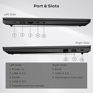 Lenovo V-Series V15 Business Laptop, 15.6" FHD Display, AMD Ryzen 7 7730U, 40GB RAM, 1TB SSD, Numeric Keypad, HDMI, RJ45, Webcam, Wi-Fi, Windows 11 Pro, Black — photo 5 of 6