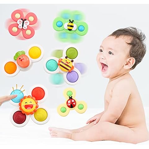 6PCS Suction Cup Spinner Toy for Baby Wonlonda Sensory Toys Infant Rattle Spinning Top Bath Toys Birthday Gift for 18 Months up Toddlers Cover