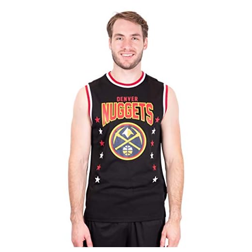 Ultra Game NBA Denver Nuggets Mens Jersey Sleeveless Muscle T-Shirt, Black, Large