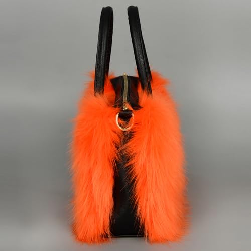 Image of Winter Furry Handbag Soft Faux Fur Leather Bag Lightweight Travel Bag Cute Women's Shaggy Purse